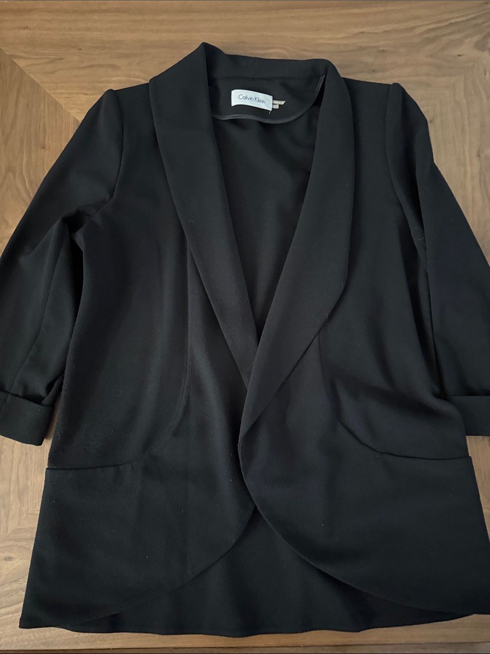 Calvin Klein Black Open-Front Shawl-Collar Blazer